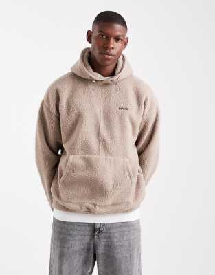 Levi's - Sweat à capuche imitation peau de mouton avec logo ton sur ton - Beige-Neutre