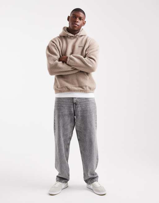Levi's - Sweat à capuche imitation peau de mouton avec logo ton sur ton - Beige, 2 de 5