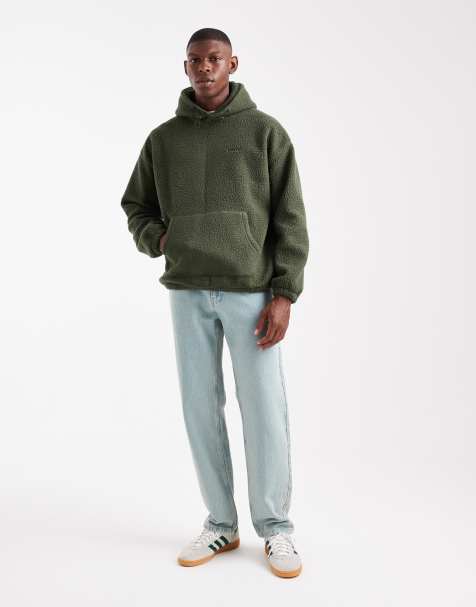 Levi's - Sweat à capuche imitation peau de mouton avec logo ton sur ton - Vert foncé - view 1