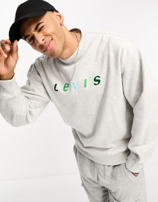 Levi's sweatshirt with green logo in grey - ASOS Price Checker