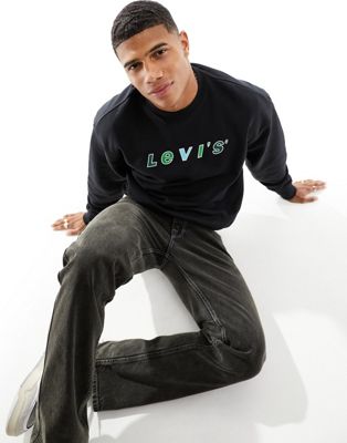 Levi's sweatshirt with green logo in black - ASOS Price Checker