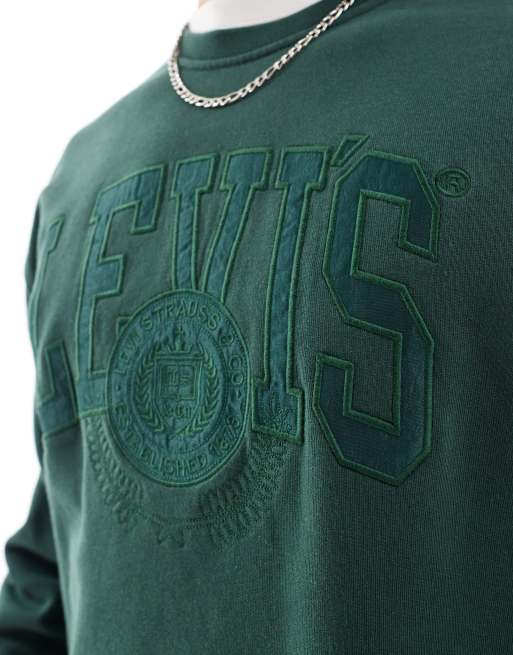 Levi's - Sweat décontracté style universitaire avec logo ton sur ton appliqué - Vert moyen, 3 de 4