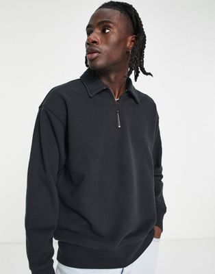 Levi's Skate half zip sweatshirt in black with small logo - ASOS Price Checker