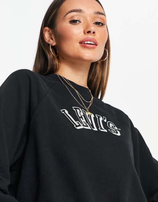 Levi's - Sweater met ronde hals en college-stijl logo in zwart , 3 van 4