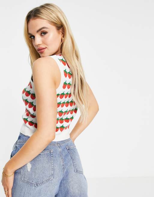 Levi's sweater singlet in strawberry print | ASOS