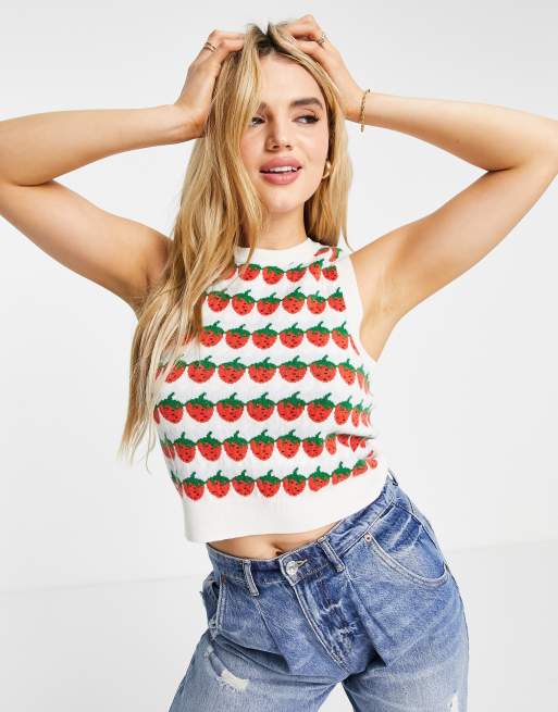 Levi's sweater singlet in strawberry print | ASOS