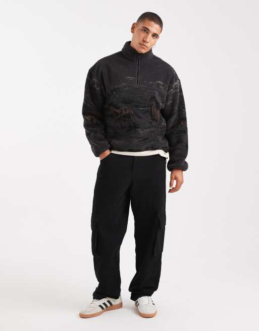 Levi's – Sweatshirt aus Teddyfell mit kurzem Reißverschluss und mehrfarbigem Pferde-Print, 2 von 5