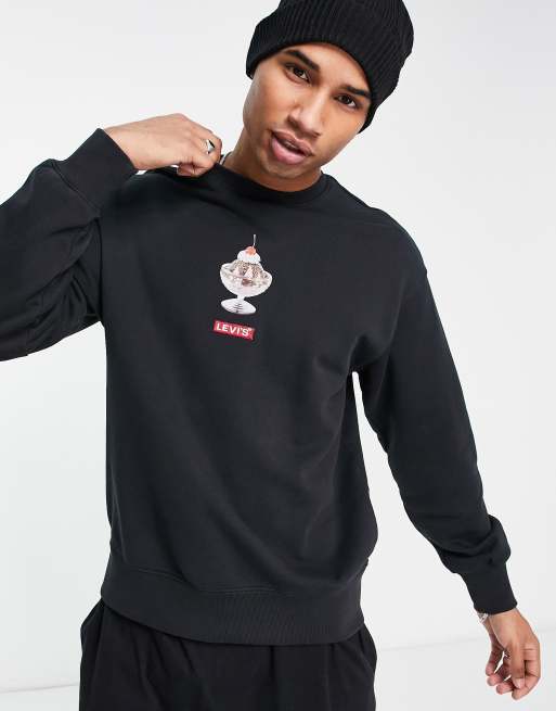 Levi s sweatshirt in black with chest print ice cream logo