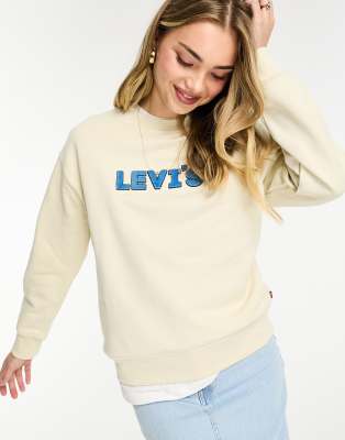 Levi's - Sweatshirt in Cremeweiß mit Brust-Logo