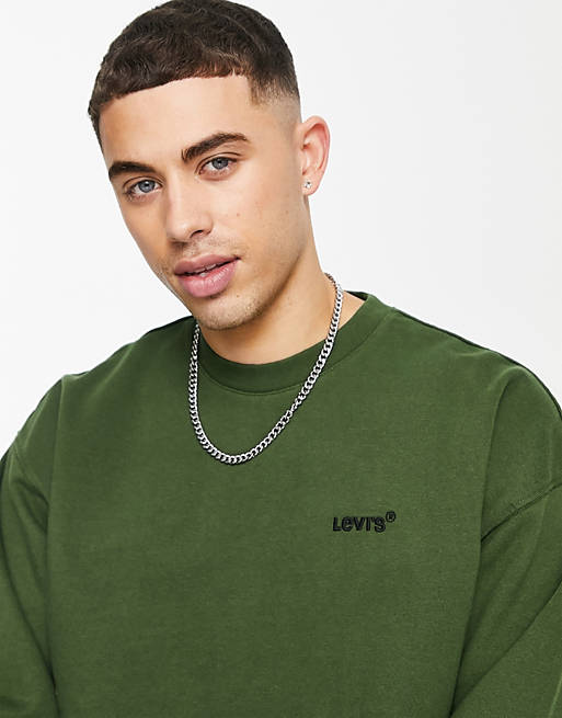 Levi's sweatshirt in dark green with small logo | ASOS