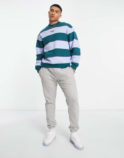 Levi s sweatshirt in green blue stripe with chest logo