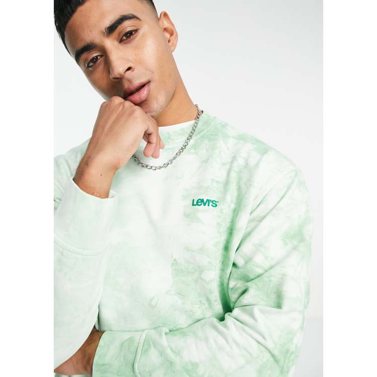 Levi's sweatshirt in green tie dye print with small logo | ASOS