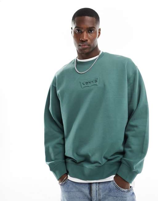 Levi's – Sweatshirt in Grün mit Fledermaus-Logo
