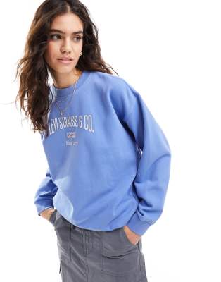 Levi's - Sweatshirt in Hellblau mit Retro-Logo auf der Brust