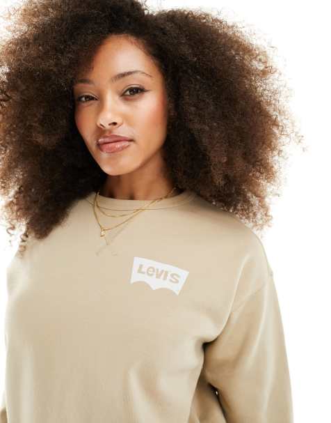Levi's – Sweatshirt in Hellbraun mit kleinem Fledermaus-Logo - view 1