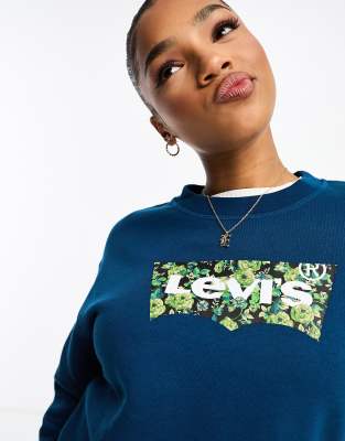 Levi's - Sweatshirt in Marineblau mit Fledermaus-Logoprint auf der Brust