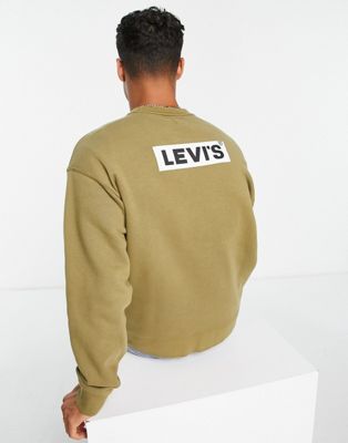 Levi's sweatshirt in olive green with backprint boxtab logo