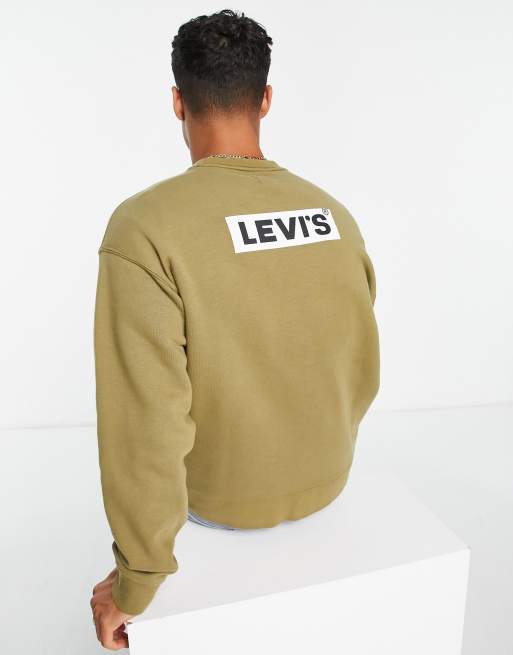 Levi's sweatshirt in olive green with backprint boxtab logo | ASOS