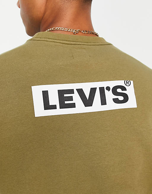 Levi's sweatshirt in olive green with backprint boxtab logo | ASOS