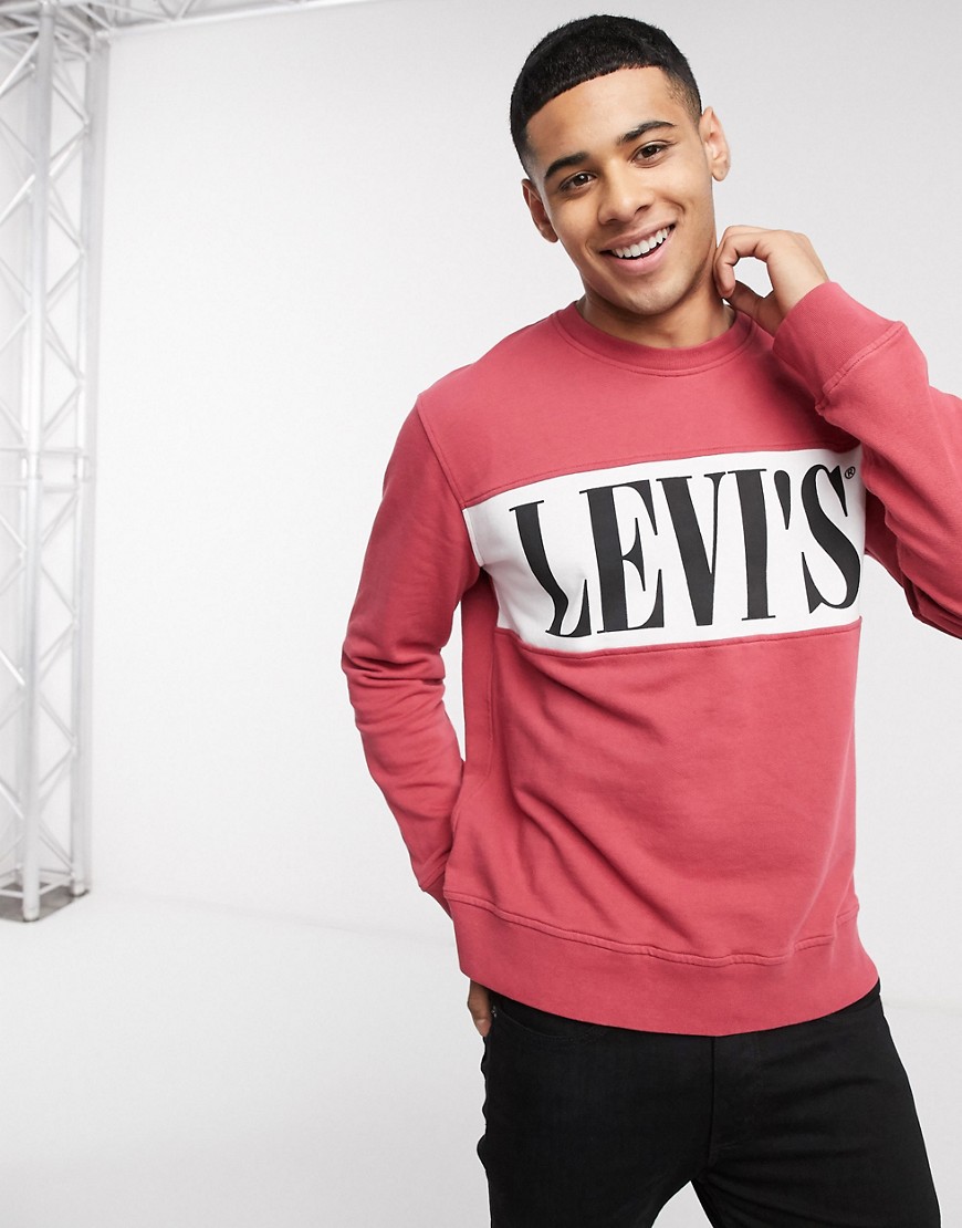 Levi's - Sweatshirt met kleurvlak op de borst in rood/wit/zwart