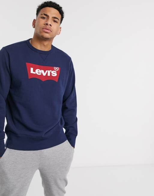 Levi's - Sweatshirt met ronde hals en vleermuislogo in marineblauw
