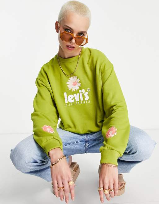 Levi's – Sweatshirt mit Rundhalsausschnitt und Vintage-Grafikprint in Grün