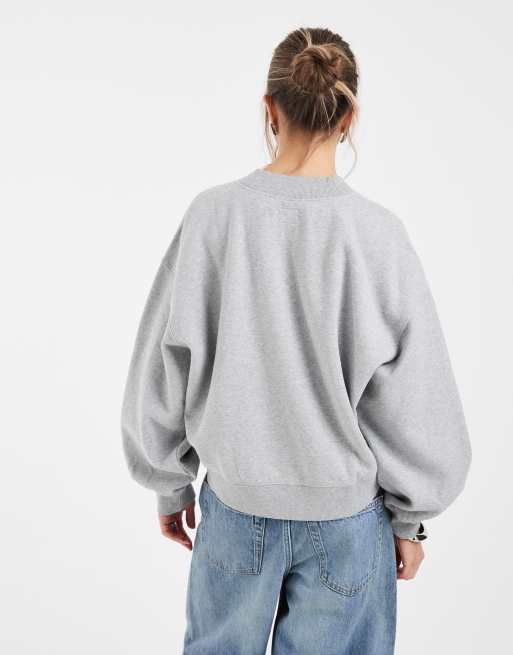 Levi's sweatshirt vintage con scollo a V grigio, 3 di 4