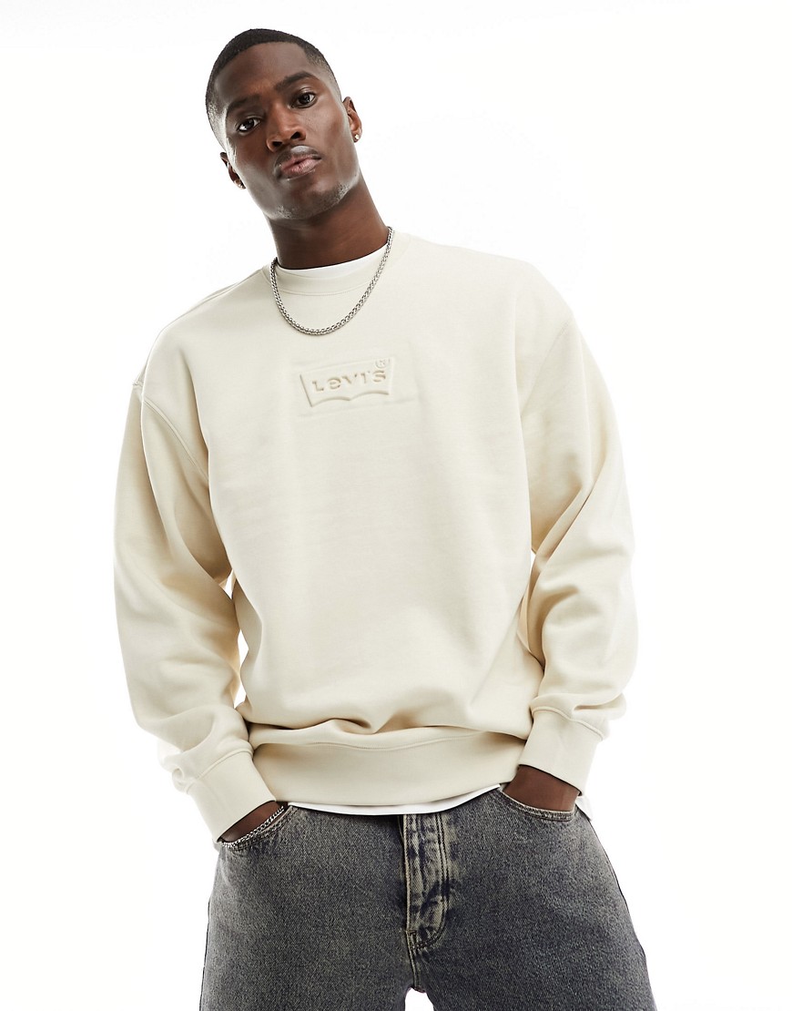Levi's sweatshirt with batwing logo in cream-White