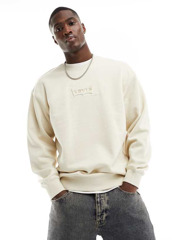 Levi's - sweatshirt with batwing logo in cream