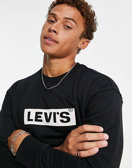 Levi's sweatshirt with box tab logo in black | ASOS