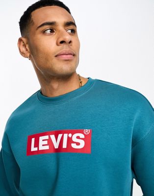 Levi's sweatshirt with boxtab logo in blue - ASOS Price Checker