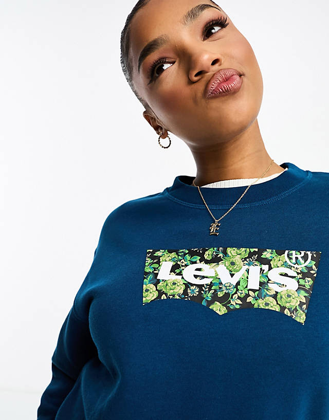 Levi's - sweatshirt with chest print batwing logo in navy