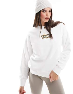 Levi's Sweatshirt With Leopard Print Logo In White