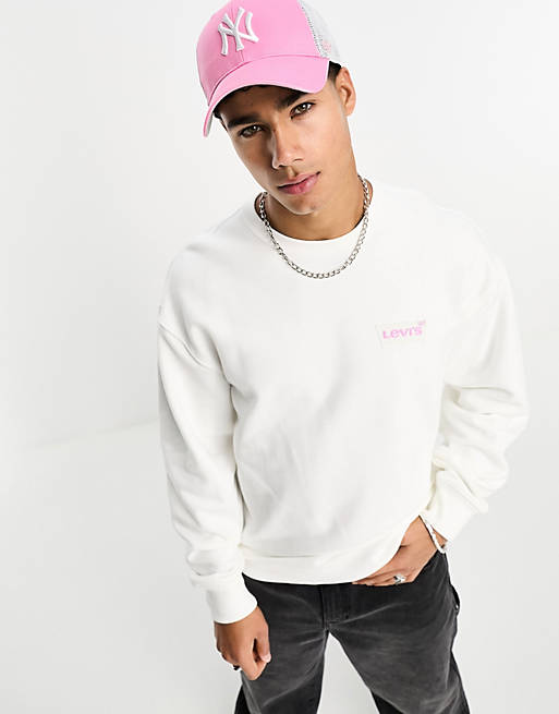 Levi's sweatshirt with small batwing logo in white | ASOS