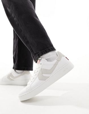 Levi's Swift leather trainer in white with cream suede backtab