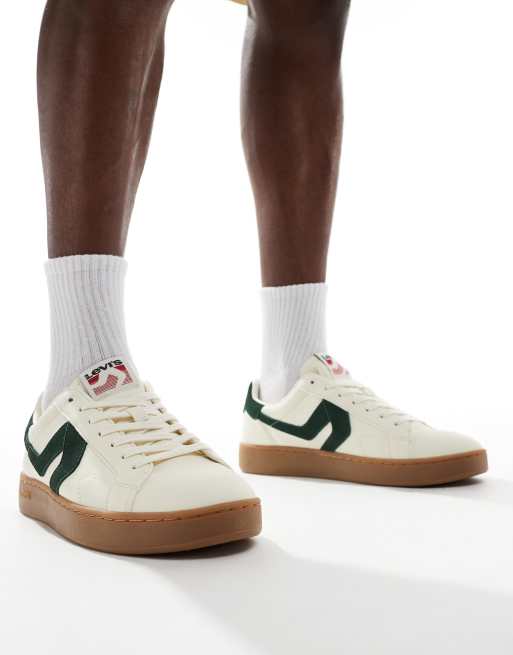 Levi's - Swift - Sneakers in camoscio bianco sporco e verdi con suola in gomma, 3 di 5