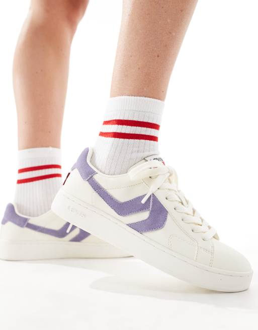 Levi's Swift suede sneakers in off white and purple 