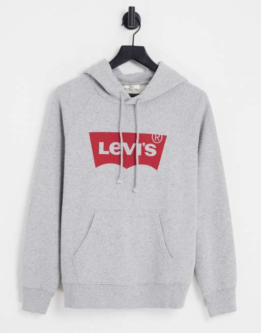 Levi's – Szara bluza z kapturem i logo w kształcie nietoperza