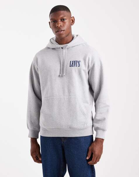 Levi's – Szara melanżowa bluza z kapturem o luźnym kroju z logo z motywem kowbojskim na plecach - view 1