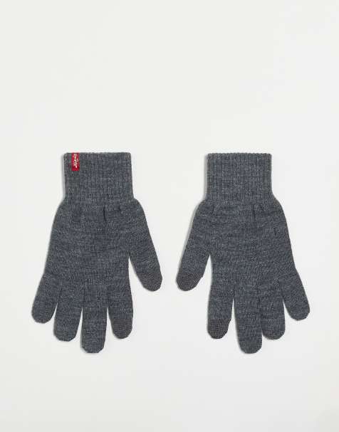 Levi's – Szare rękawiczki z funkcją obsługi ekranów dotykowych z czerwoną naszywką - view 1