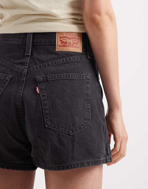 Levi's szorty mom z wysokim stanem z denimu w czerni - view 1