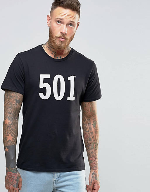 promesa tristeza mando Levi's T-Shirt 501 Print in Black | ASOS