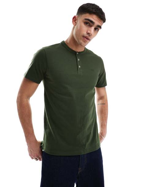 Levi's - T-shirt à logo et col boutonné - Vert foncé - view 1