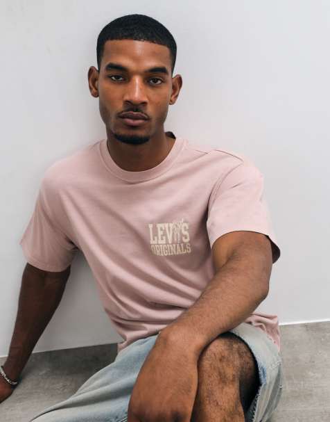 Levi's t-shirt à logo graphique imprimé sur la poitrine en rose - view 1