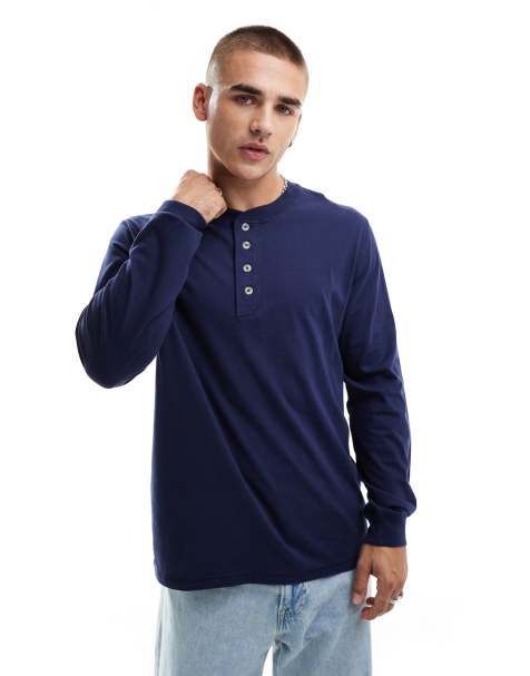 Levi's - T-shirt à manches longues avec col tunisien - Bleu marine - view 1