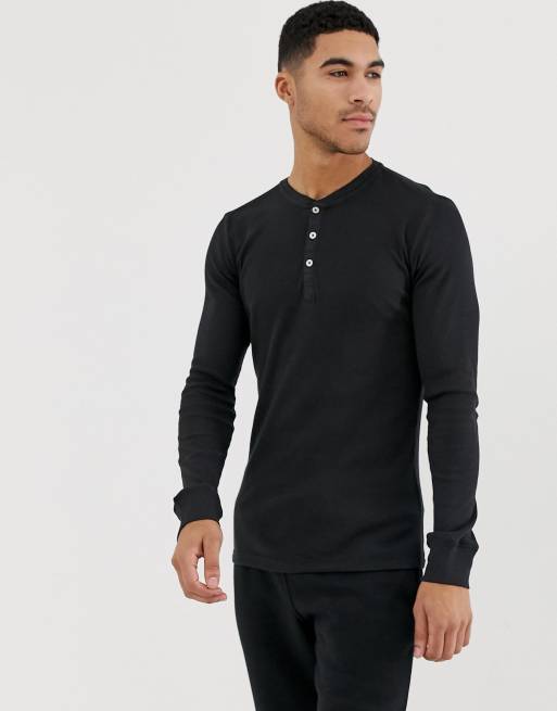 Levi s T shirt a manches longues et col tunisien Noir