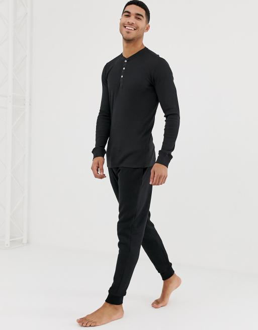 SIKSILK HENLEY - T-shirt à manches longues - black/noir