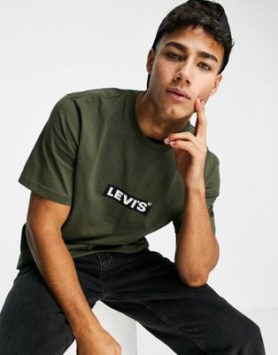 Levi's t-shirt with small box tab logo in green - ASOS Price Checker