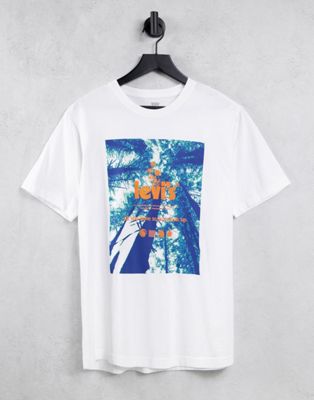 Nouveau Levi's - T-shirt avec grand imprimé et logo - Blanc