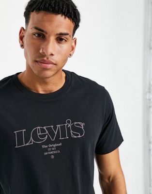 T-shirts imprimés Levi's - T-shirt avec grand logo en serif - Noir